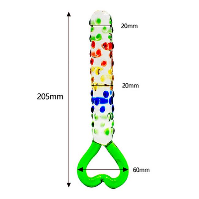 205mm Portable Colorful Pussy Anal Plug Sex Glass Dildo for Women Masturbation