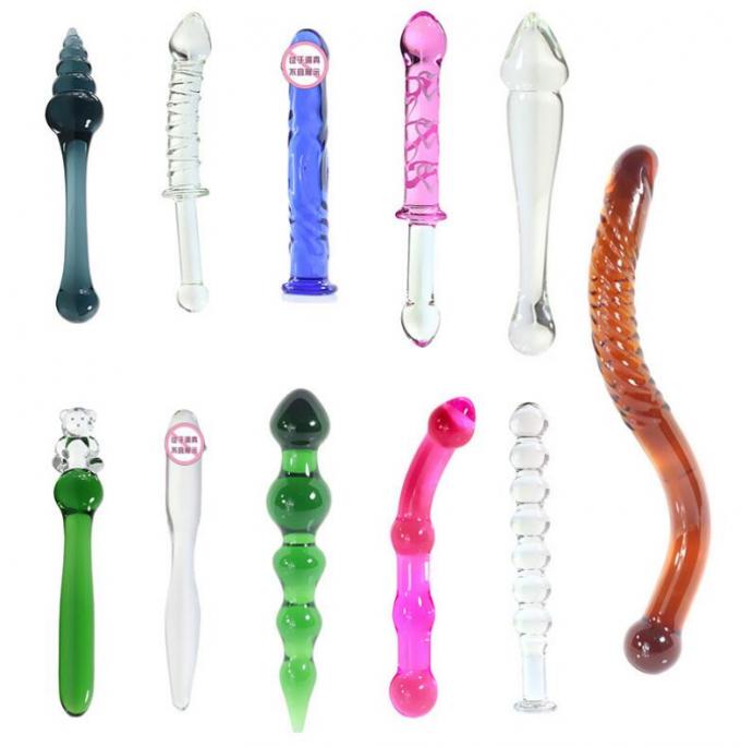 2 Heads G-Spot Stimulation Crystal Glass Anal Sex Realistic Dildo for Women