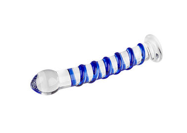 205mm Spiral Swirl Crystal Wand Head Toy Sex Glass Dildo for G-Spot Stimulatation