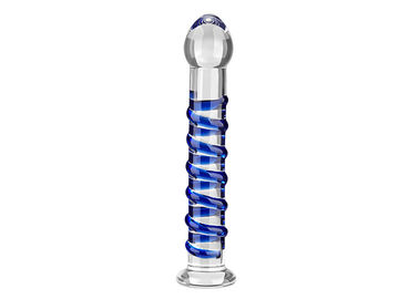 205mm Spiral Swirl Crystal Wand Head Toy Sex Glass Dildo for G-Spot Stimulatation