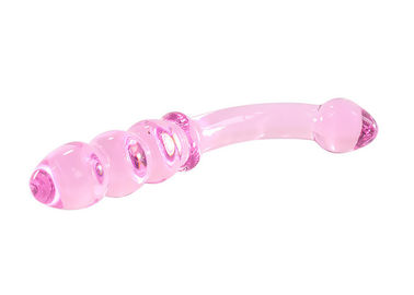 190mm Double Swan Adults Crystal Penis Vaginal Pink Glass Dildo Sex Plug Toy