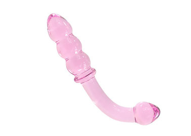 190mm Double Swan Adults Crystal Penis Vaginal Pink Glass Dildo Sex Plug Toy