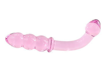 190mm Double Swan Adults Crystal Penis Vaginal Pink Glass Dildo Sex Plug Toy