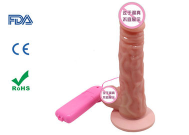 7" Realistic Sex Toy Flesh PVC Vibrating Penis Dongs Dildo with Suction Base