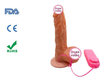 7" Realistic Sex Toy Flesh PVC Vibrating Penis Dongs Dildo with Suction Base